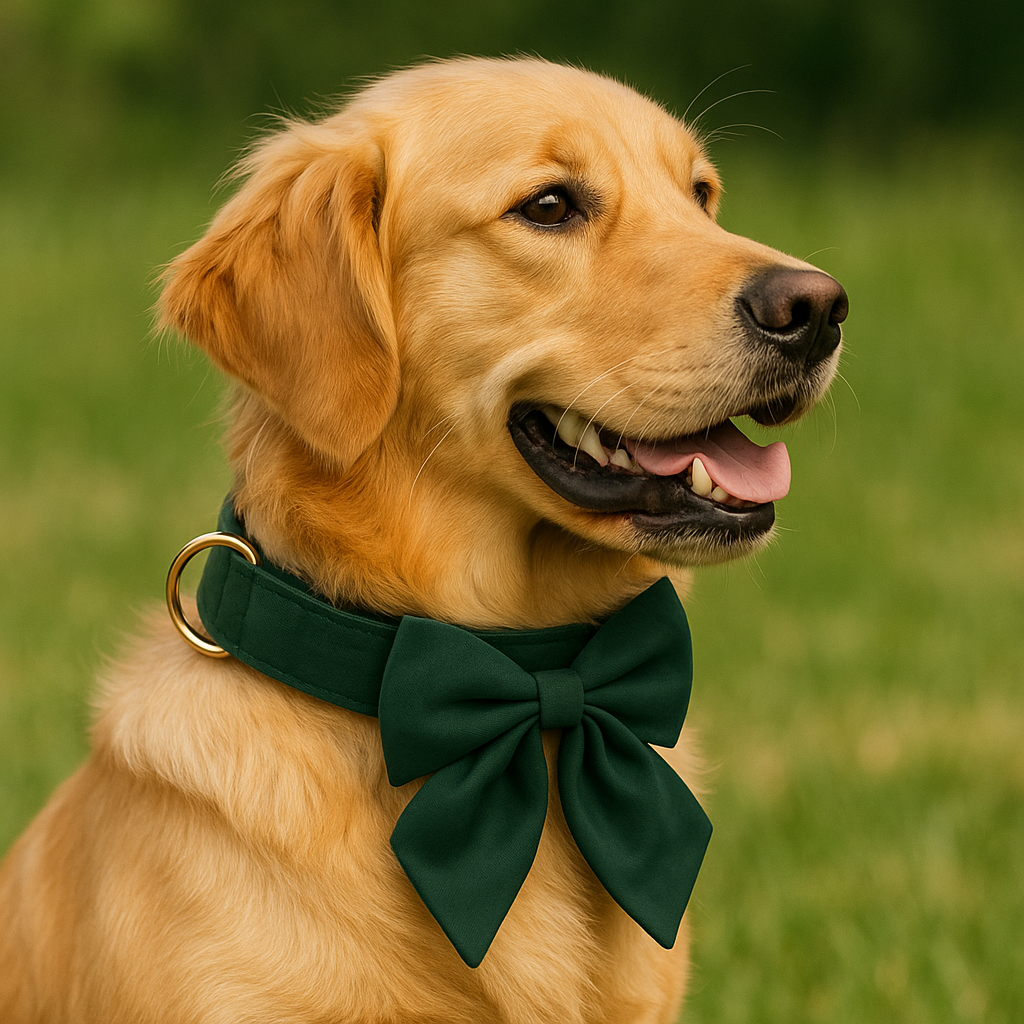 Velvet Holiday Bow Dog Collar