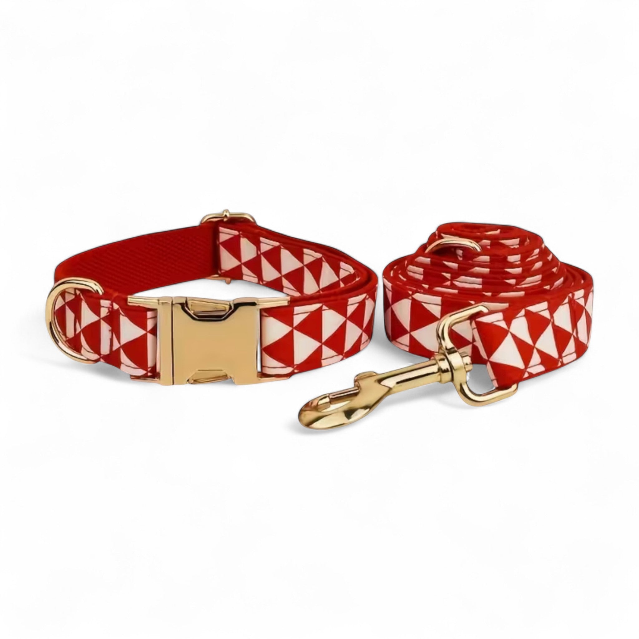 Crimson Geo Dog Collar & Leash Set