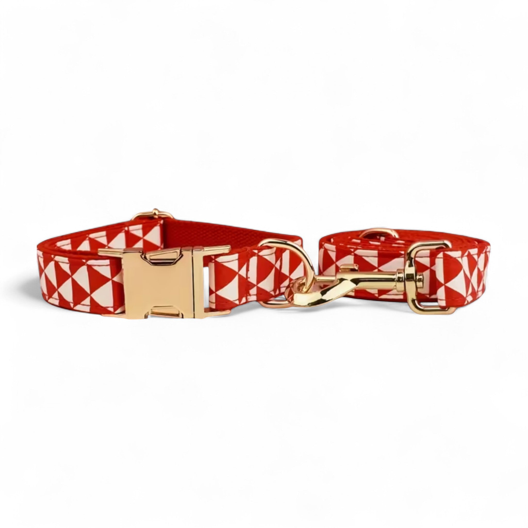 Crimson Geo Dog Collar & Leash Set