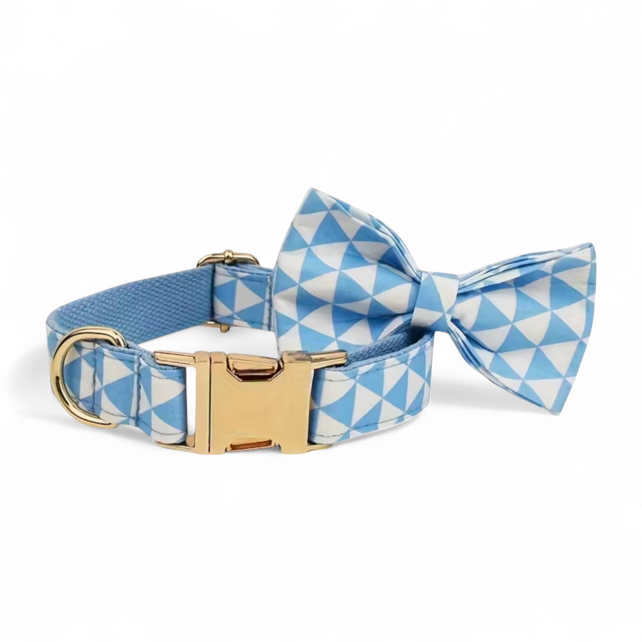 Sky Check Dog Collar & Leash Set