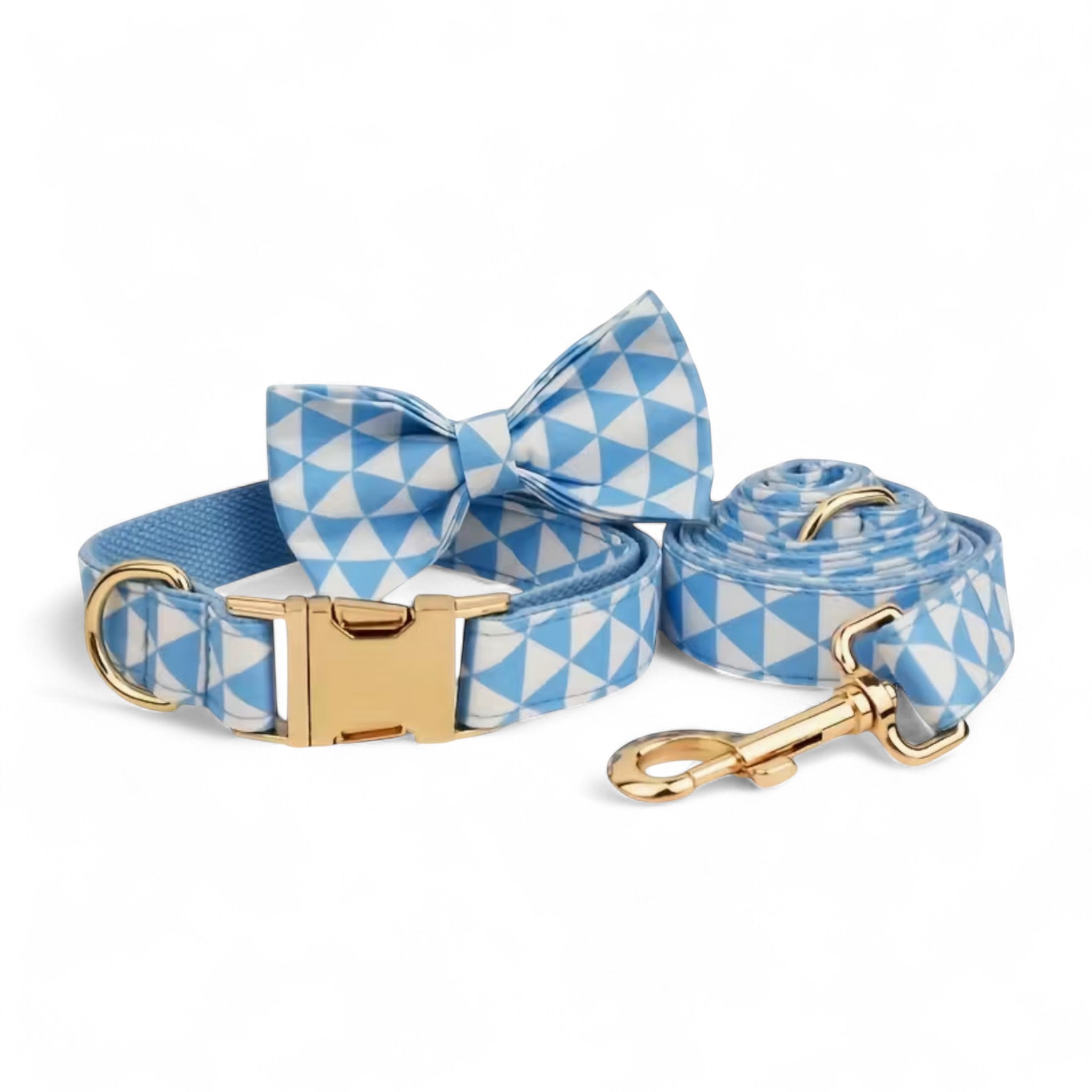 Sky Check Dog Collar & Leash Set