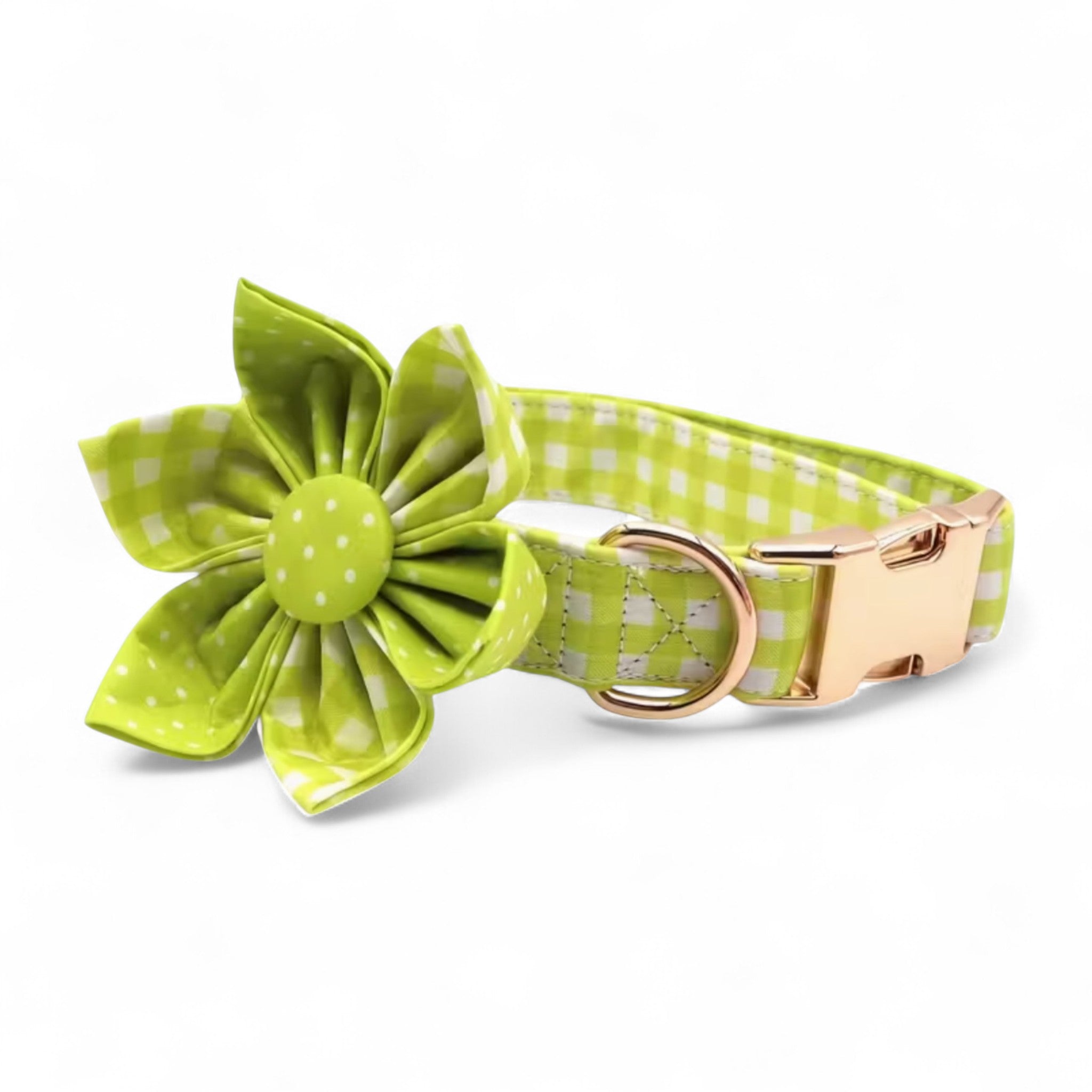 Lime Picnic Flower Dog Collar