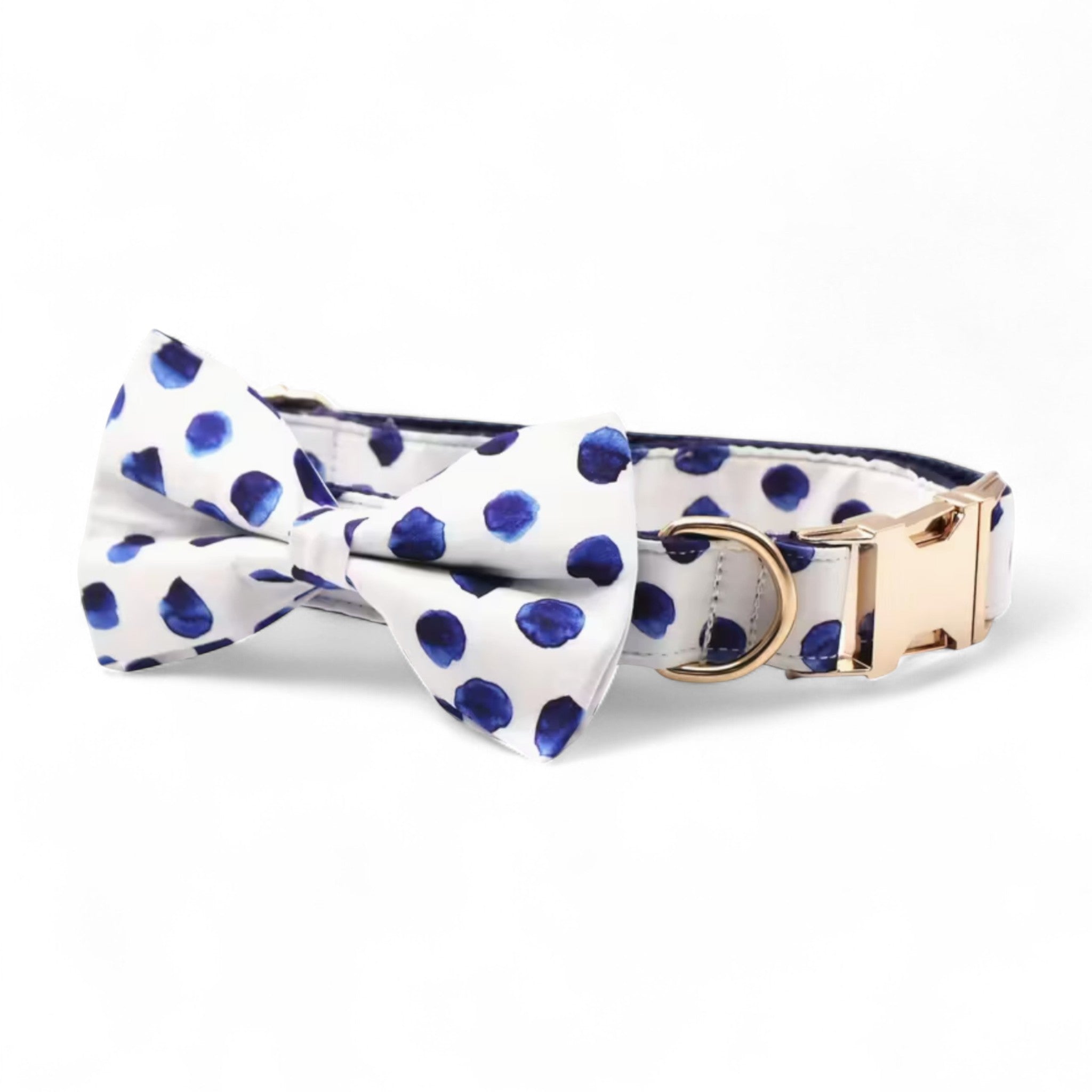 Blueberry Splash Dog Collar with Bow Tie