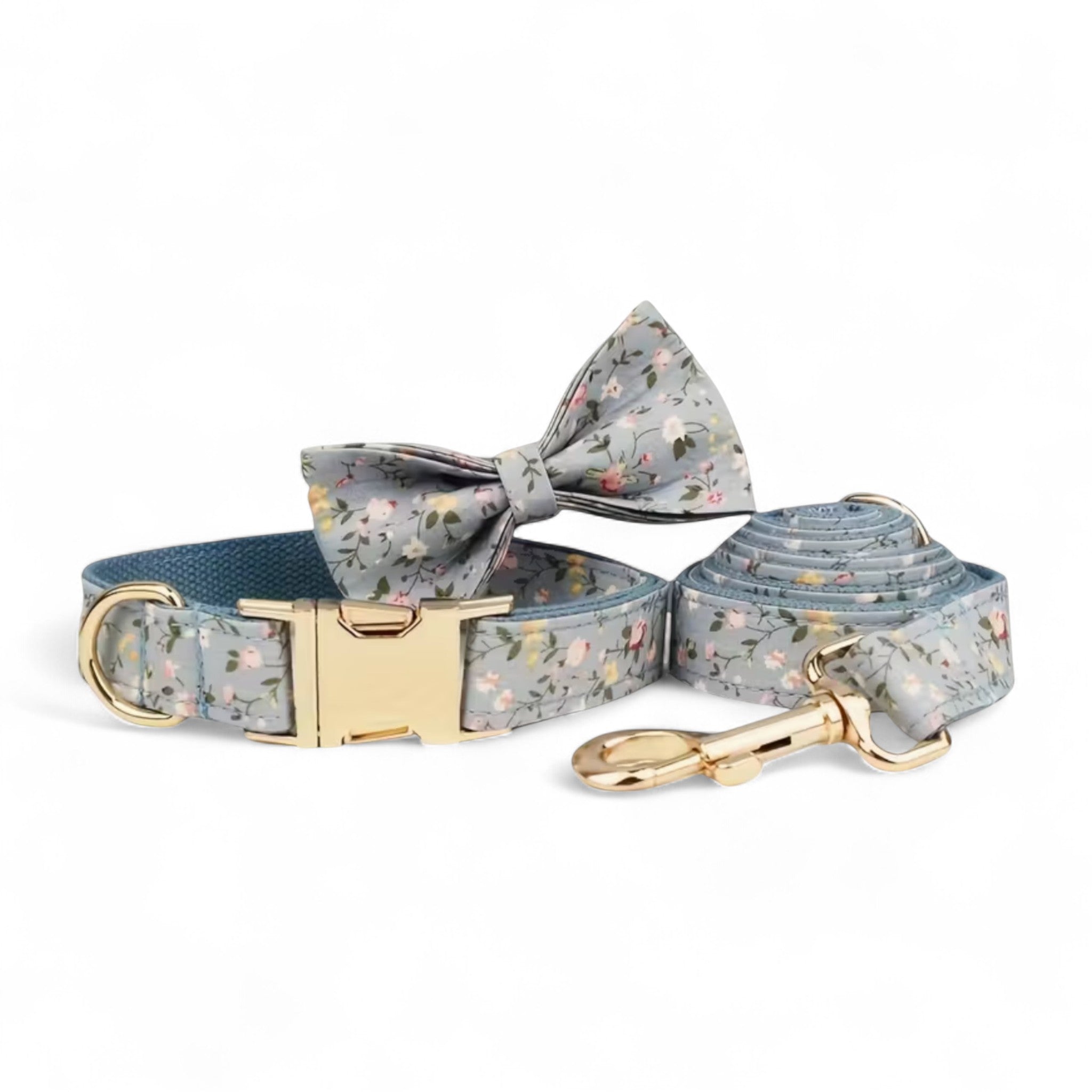 Blue Blossom Dog Collar & Leash Set